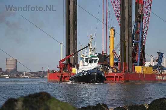 Sleepboot Pollux met de Jumping Jack, Vissershaven, IJmuiden