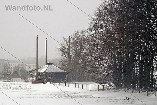 Former haystack shelter in the snow. Santpoort-Noorde/Netherland