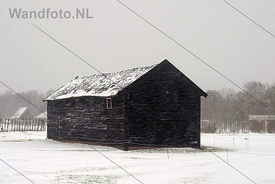 Former flowerbulb barn in the snow. Santpoort-Noorde/Netherlands