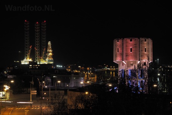 Watertoren verlicht tijdens de week van de Industriecultuur