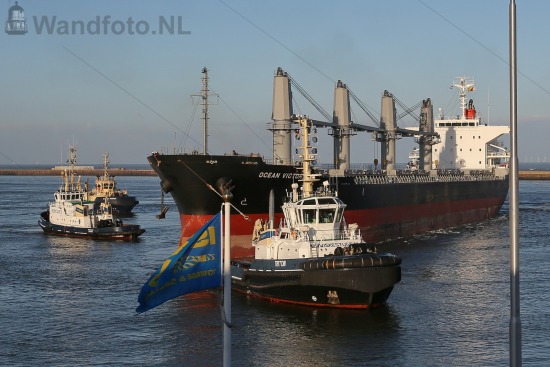Ocean Victory wordt binnen gesleept