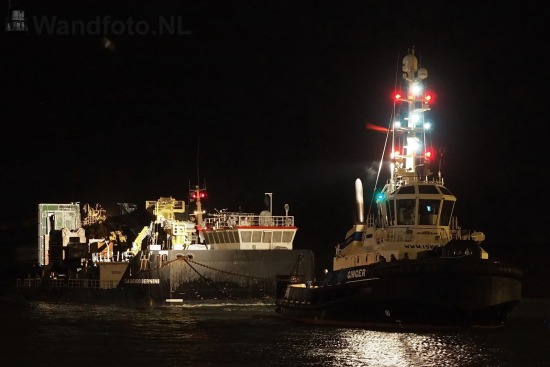 Sleepboot Ginger loopt onverwachts binnen
