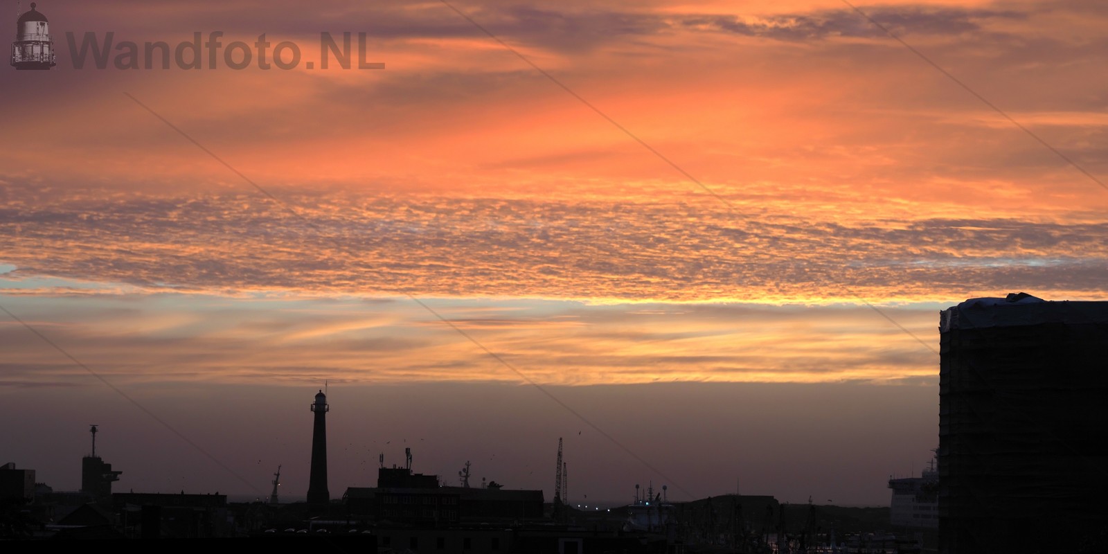 Zonsondergang havengebied