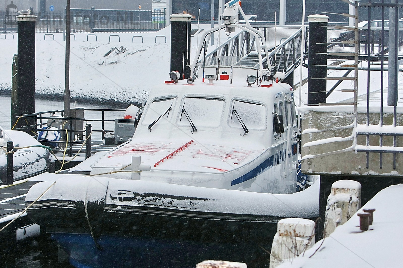 Sneeuw in het havengebied